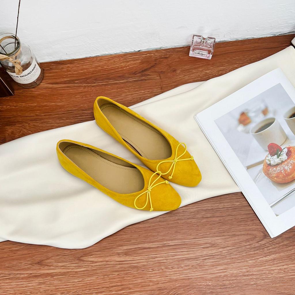2025 new bow soft-soled casual shoes French outer wear high-end sense one-pedal shallow single shoes women's summer versatile