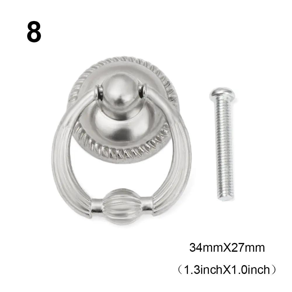 Retro Bronze Handles Ring Pattern Wardrobe Cabinet Drawer Closet Single Hole Pulls Multi-purpose Furniture Auxiliary Knobs