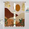 2 Panels Leaf Nordic Geometric Printed Curtain Rod Pocket Window Treatment For Bedroom Office Kitchen Living Room Home Decor