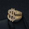 New Hip Hop Iced Out Bling Money Dollar Signs Ring Gold Color Stainless Steel Big Rapper Rings For Men Hippie Party Jewelry Gift