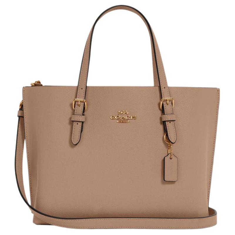 

COACH Mollie Zip Closure Grained Leather Shoulder Crossbody Bag 25 Women s Taupe сірий колір
