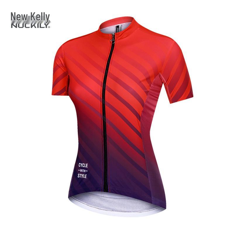 Damen Sommer Kurzarm-Radtrikot - Dünn, Atmungsaktiv, Enganliegendes Oberteil