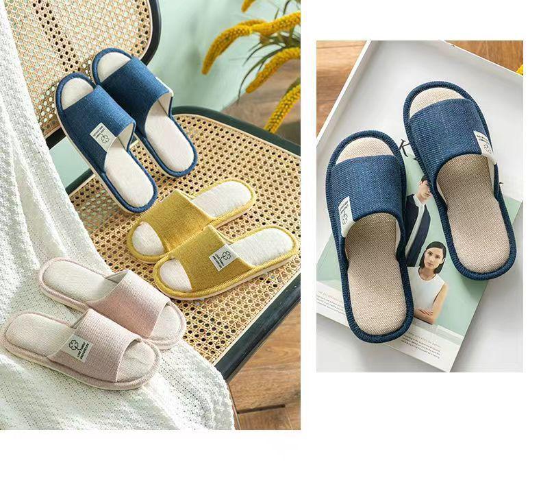 Unisex Cotton Linen Indoor Slippers - Non-Slip, All-Season Comfort for Couples