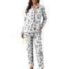 Damen Casual Mode Polka Dot Print Langarm Hosen Homewear Set