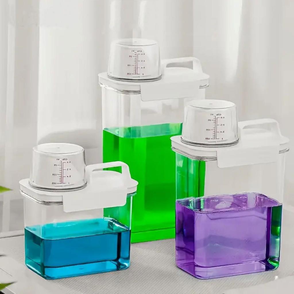 Airtight Laundry Detergent Dispenser Powder Storage Box Clear Washing Powder Liquid Container with Lids Jar