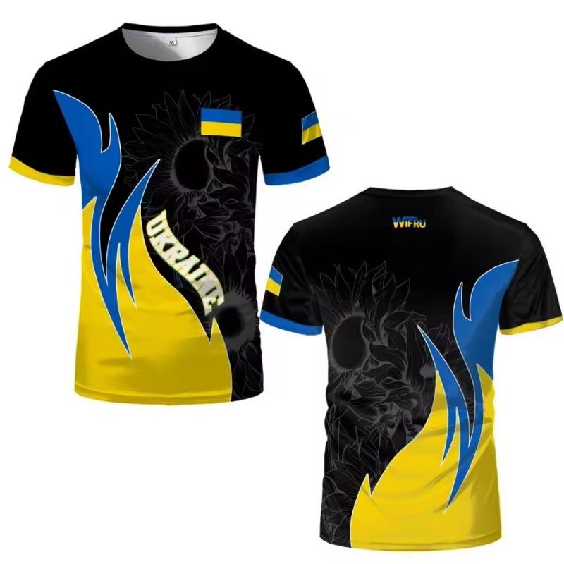 Ukraine Patriotic T Shirt With Flag And Map Print Tshirts Casual Wear Breathable Fabric Ukrainian National Sports Tees Clothing