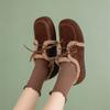 Krazing Pot Suede Fur Spring Autumn Winter Flats Lace Up Women Keep Warm Casual Shoes