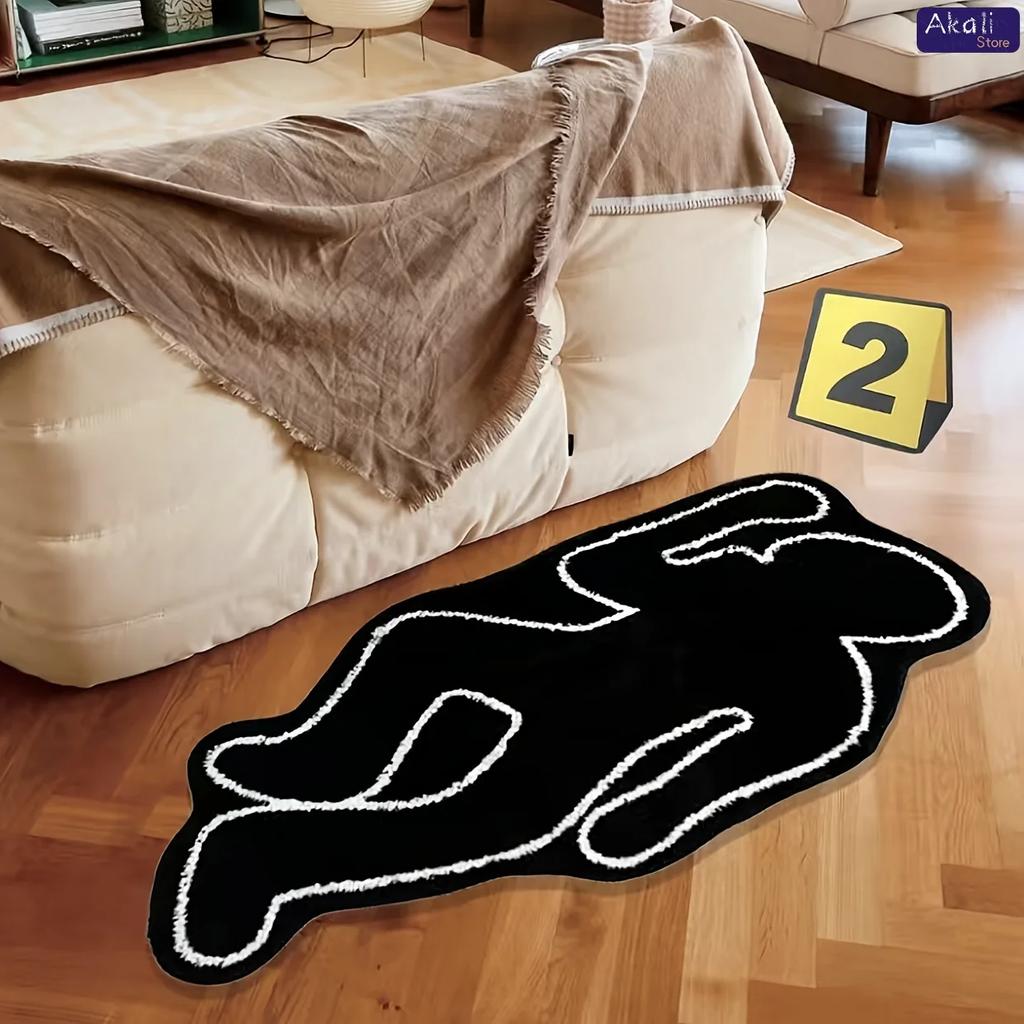 Black Creative Humanoid Area Rug Bathroom Non-slip Floor Mat Exquisite Bedside Cushions Bedroom Living Room Decoration