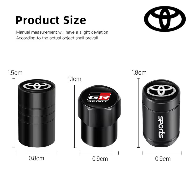 4Pcs Aluminum Alloy Tire Valve Caps Anti Leak Dust Cover Car Wheel Accessory For Toyota Hilux Corolla RAV4 Camry Highlander C-HR
