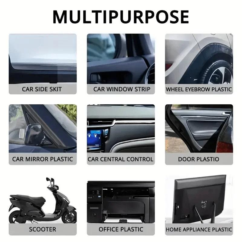 Pasta reparadora para parachoques de coche: restaura el cuero sintético con plástico, realza el efecto negro, pulimento para coches con recubrimiento renovador.