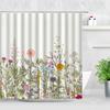 Natural Floral Shower Curtains Flowers Green Leaf Butterfly Water Color Art Nordic Modern Waterproof Bathroom Decor Curtain