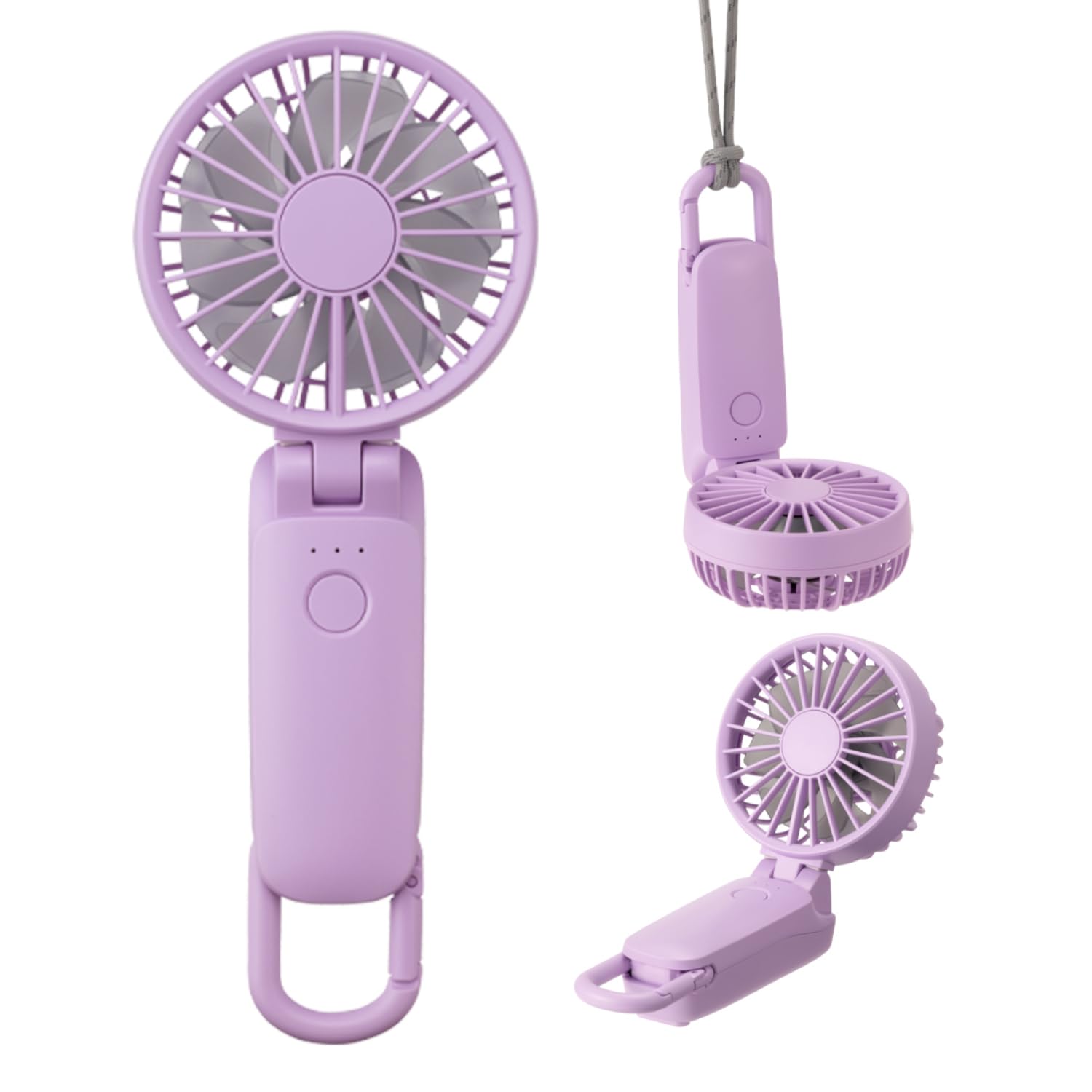 

RHYTHM Ручной вентилятор 2025 Высокий поток воздуха Тихий 3WAY 5 уровней скорости ветра Совместимый ремешок-карабин в комплекте Маленький портативный вентилятор Шелковистый ветер Мобильный Фиолетовый