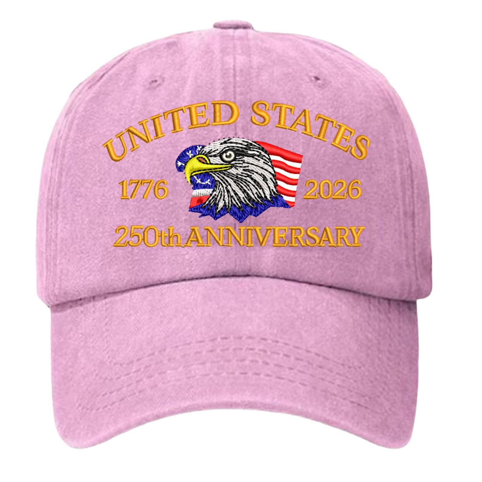 

Embroidered Eagle Baseball Cap United States 1776 2026 250th Anniversary Adjustable Hat Casual Fit Durable Material One Size рожевий