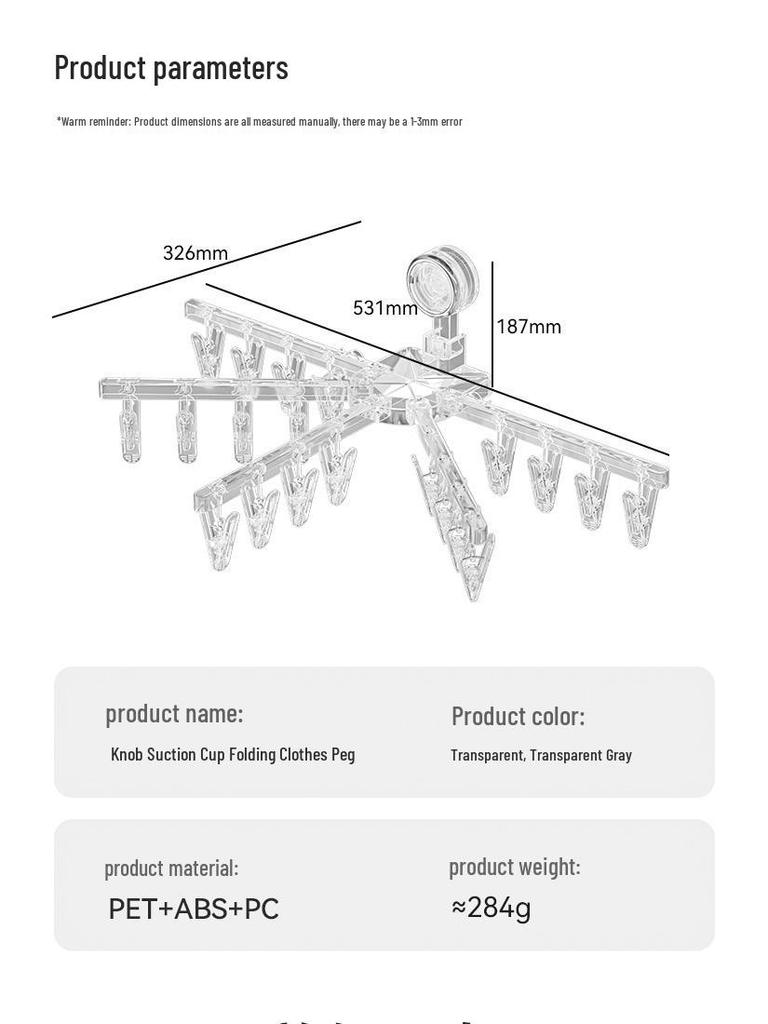 Wall-Mounted No-Drill Suction Cup Socks and Underwear Drying Rack for Balconies