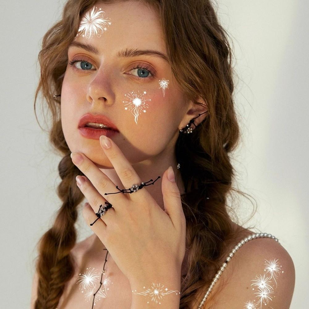 10pcs Flower Temporary Tattoo Stickers Butterfly Body Art Tattoo White Tattoo Stickers  Women Men