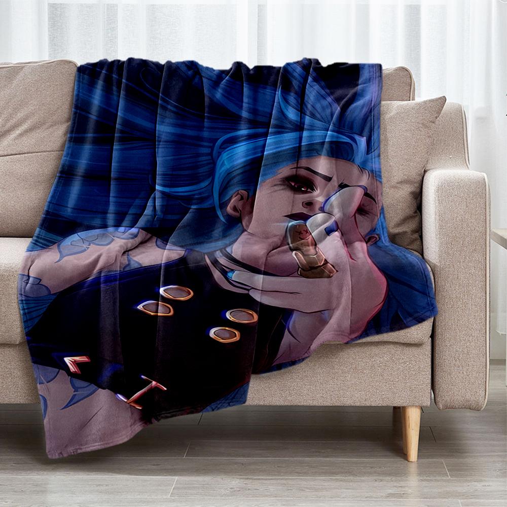 Jinx Theme Printed Blanket - Perfect for Couch, Bed, Travel & Outdoor Use | Machine Washable, Cozy & Durable.