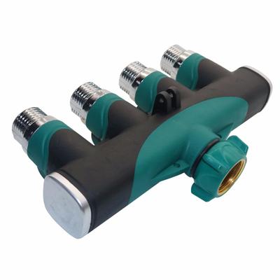 1 Pcs 4 Way Garden Hose Connector Zinc Alloy Splitter Adapter Fits with Outdoor Faucet Sprinkler Drip Irrigation Systems 3/4 Inc
