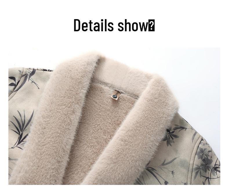 Mom's Winter Mink Fleece Mid-Length Coat: Warm, Thick Fur Coat for Middle-Aged & Elderly Women - National Style, Perfect for New Year.