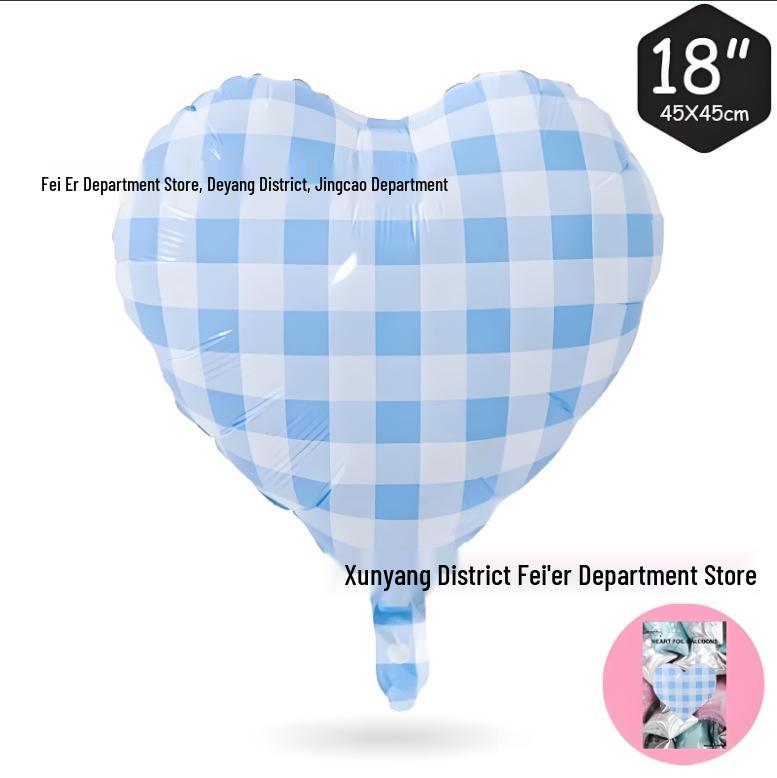 18" Heart Grid Birthday Party Backdrop Aluminum Balloons - Bulk/Individual Pack