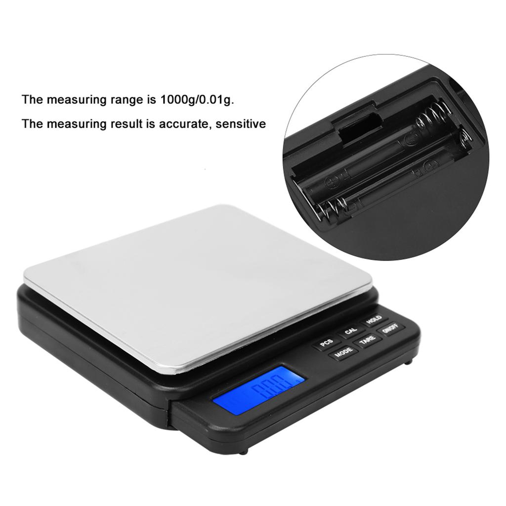 High Digital Kitchen Scale Electric Weighing Scale with Blue Backlit Display 1000g/0.01g