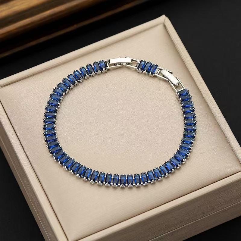 Sapphire Blue Zircon Sparkly Women's Bracelet - Elegant, Exquisite, High-Value Gift for Bestie Jewelry