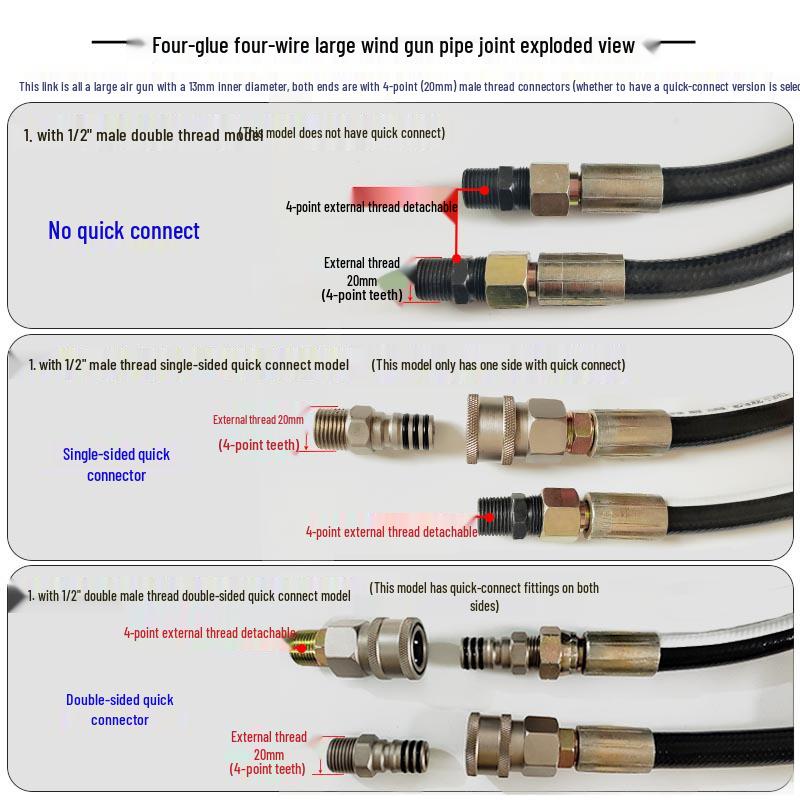 High-Pressure Wind Cannon Air Hose: 13mm Pneumatic Tool Air Compressor Duct