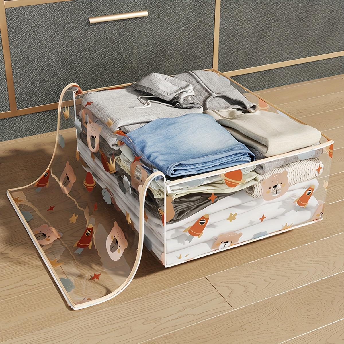 

Large Capacity Transparent Storage Bag, Dustproof Clothes & Toy Organizer with Printed Design, Independent Standing for Home