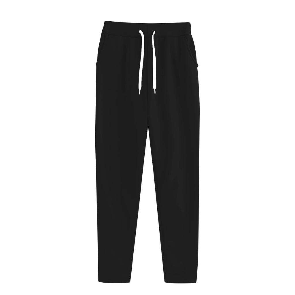 Women's Spring Four Season Casual Solid Color Sweatpants with Elastic Waistband and Drawstring Pockets