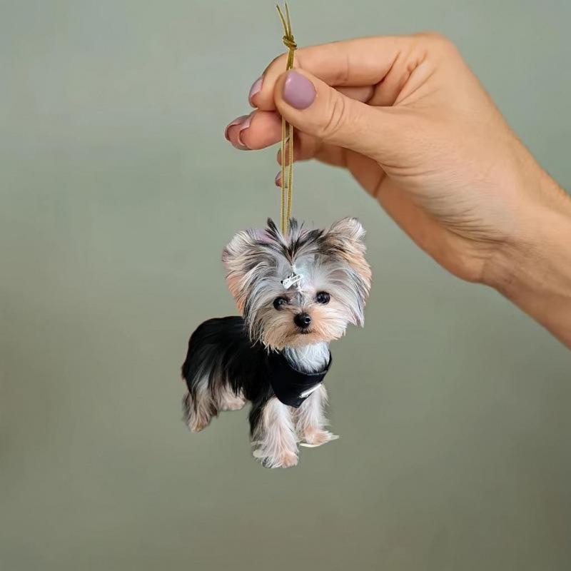 

Black Acrylic Puppy Lanyard Rearview Mirror Pendant for Car Interior