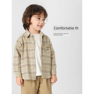 European Style Boys' Plaid Shirt, New Autumn Collection, Spring and Autumn Style Children's Clothing, Toddler Shirt for 1-3 Year Olds, Autumn Trend