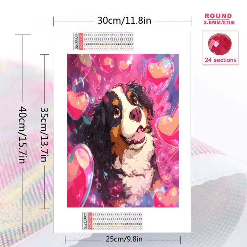 Pink Bernese Mountain Dog Pattern 3pcs 100% Round Full Drill 5D DIY Diamond Painting Embroidery Cross Stitch Rhinestone Décor
