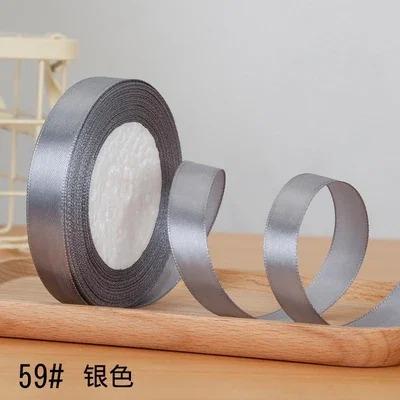 25yadrs/Roll 6-10-15-20-25-40-50mm Silver Gray Satin Ribbons Clothing Fabric, Children's Hair Accessories, Bow DIY Accessories