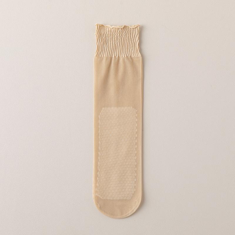 Crystal Short Stockings for Women, Thin and Durable for Spring, Autumn, and Summer, Anti-snag, Black and Flesh-colored, Cotton-soled, Seamless