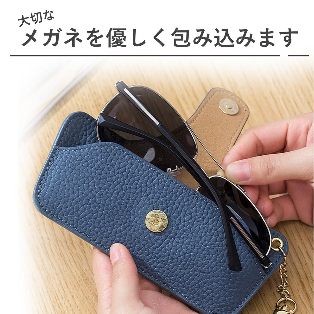 FEISEDY Eyeglass Portable Sunglasses Genuine Stylish Eyeglass Case for B1182 Case, Slim, Case, Cute, Leather, Women,