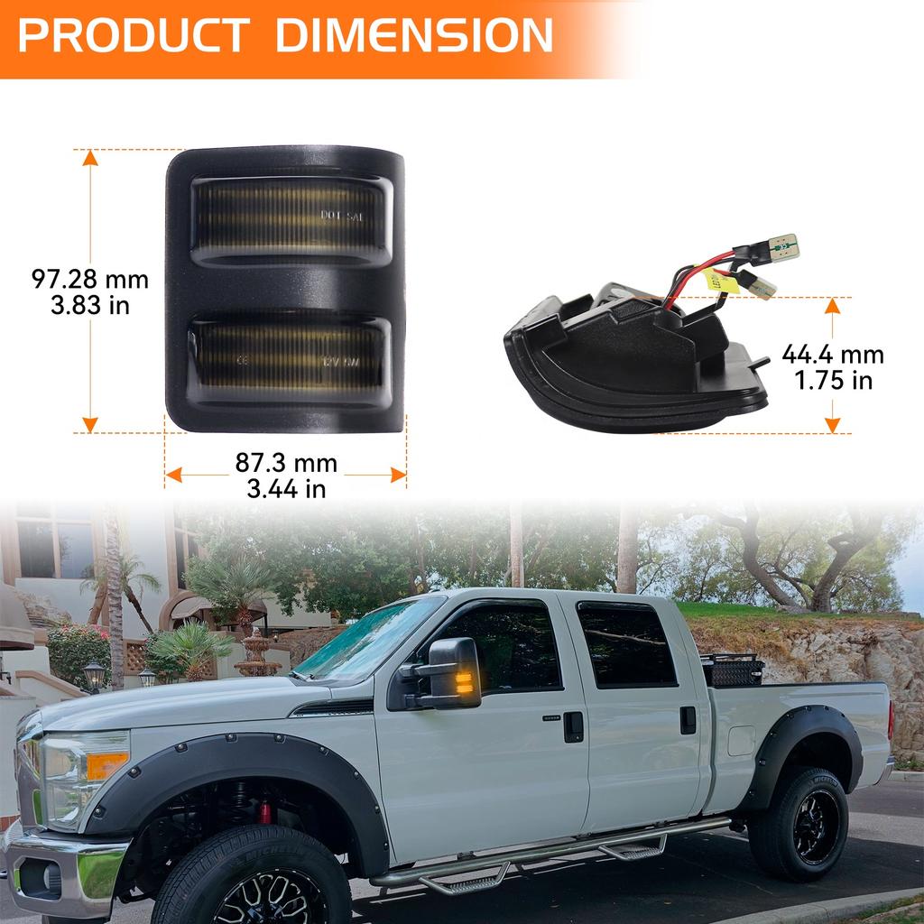 For Ford F250 F350 F450 F550 08-16 Sequential Blinker Signal Lamp 4 Kind Amber Dynamic Switchback Mirror DRL Turn Signals Lights
