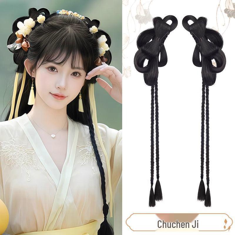 Ancient Style Claw Clip Hair Bun with Braids - Hanfu Ming Song Wig Accessory