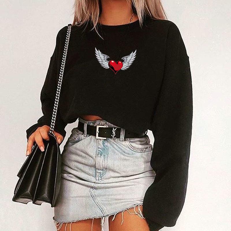 European & American Women's Long-Sleeve Short Sweatshirt - 2021 Autumn Collection