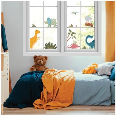 [A2895] - Adesivos para janelas 'Dinossauros' multicoloridos - 40x30 cm (2 peças)