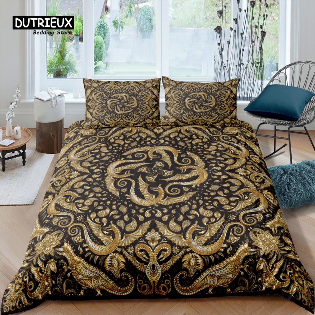 

Comforter Home Living Luxury 3D Dragon Bedding Set Flower Queen And King Eu/Us/Au/Uk Size Comforter Bedding Comforter (quilt)-EU Single(135*200cm)3pcs
