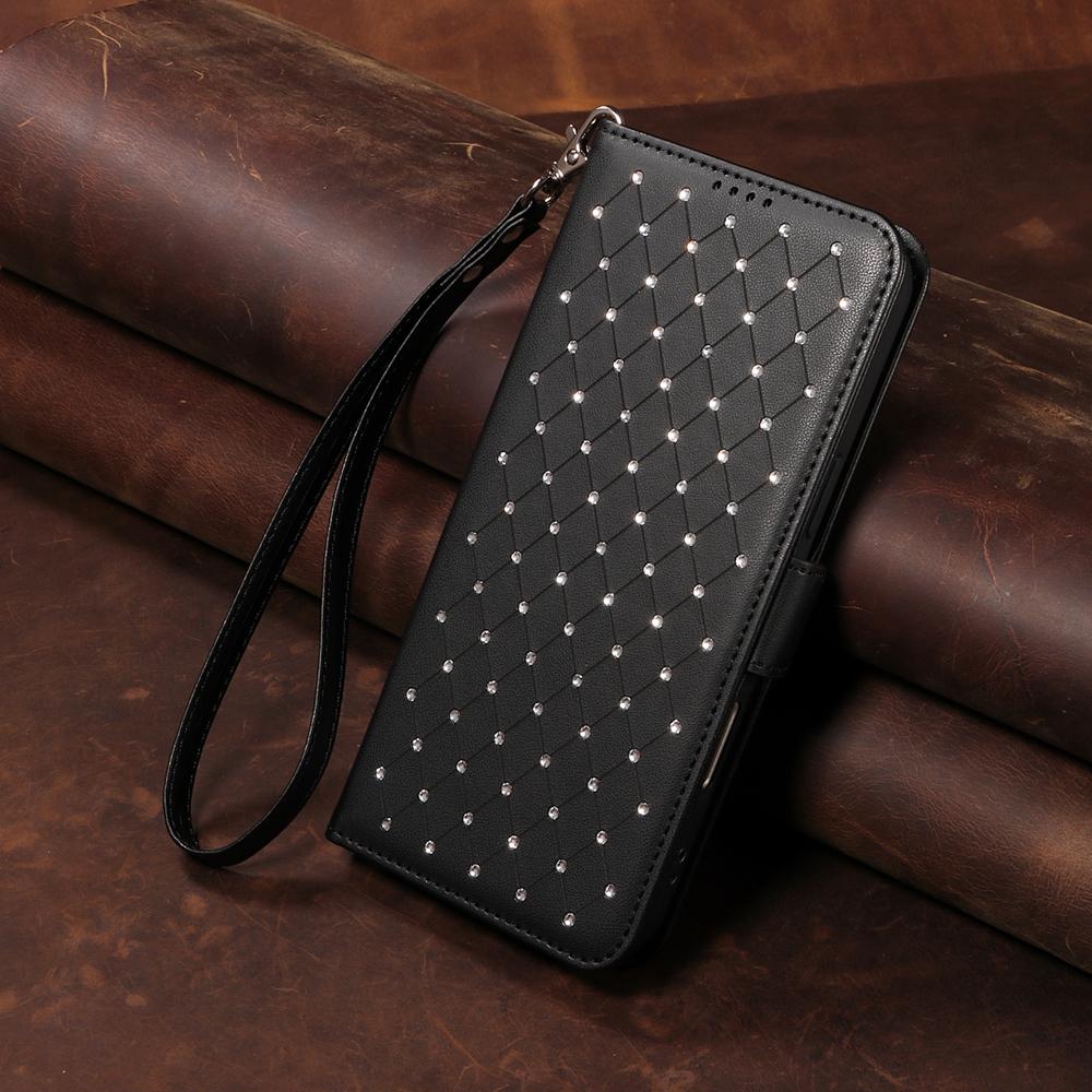 Luxury Artificial Diamond Magnetic Leather Wallet Case for iPhone 17 Air 16e 16 15 14 13 12 11 Pro X XS Max 8 7 Plus Phone Cover