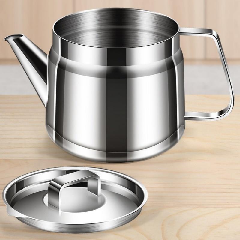 1/1.5/2L Oil Filter Pot Stainless Steel Oil Strainer Pot with Fine Mesh Strainer Fry Basket Oil Storage Can Grease Container