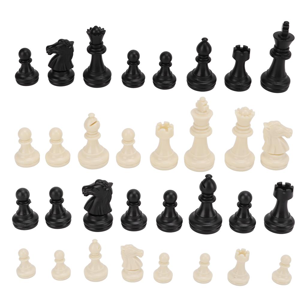 Chess Pieces Only PS Plastic Replacement Chessmen Figurine Pieces 49mm Height King for Party Relaxing(Black White )