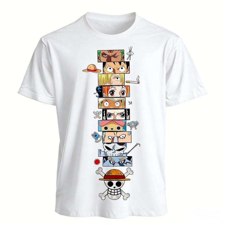 

One Piece Anime Luffy Zoro Ace T Shirt Men 2026 Summer Cotton Short Sleeve Graphic Tee Harajuku Streetwear Vintage Casual Tops S