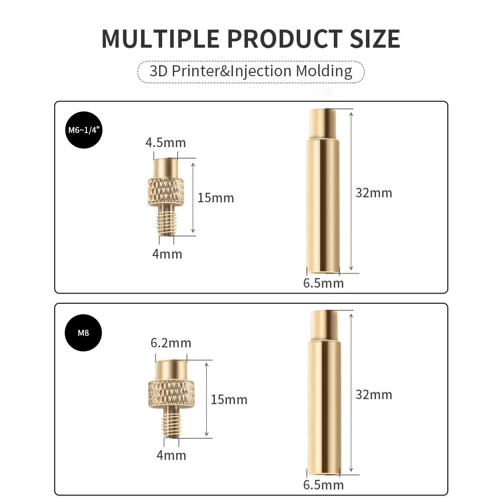 1Set Universal 936 T12 Soldering Iron Tip M2-M8 Brass Heat Insert Nut Tip with Adapter Hot Nut Internal/External Thread Head