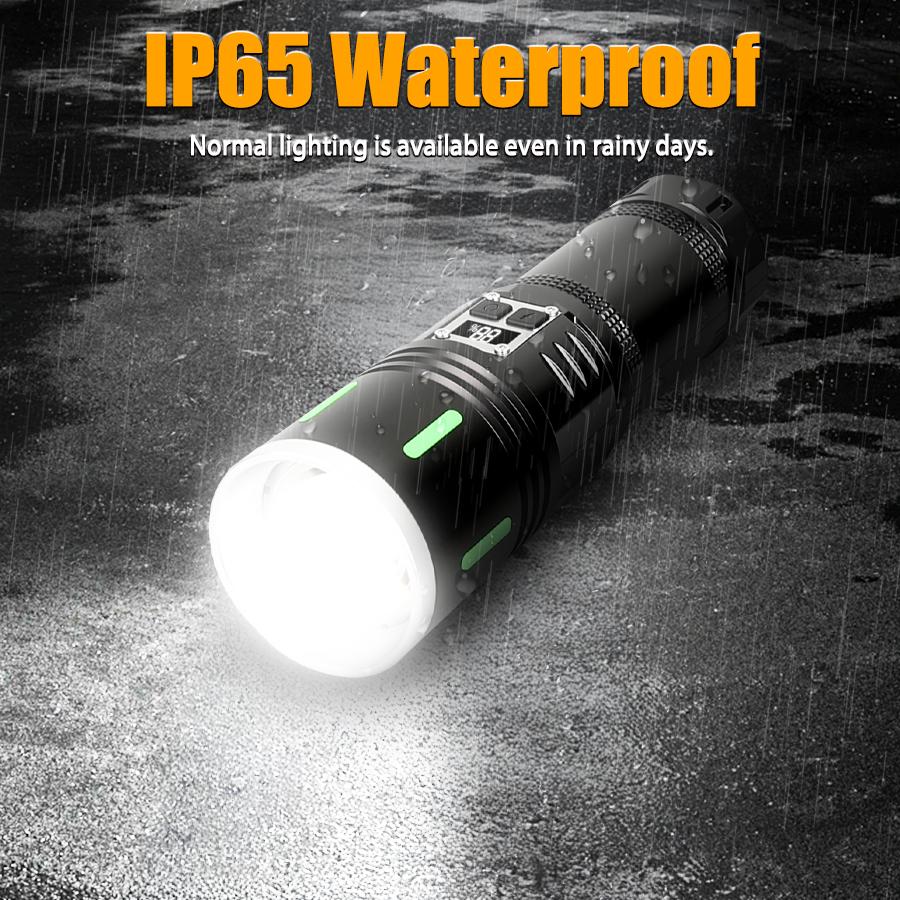 High Power Led Flashlights with COB Light Type-C Rechargeable Torch Zoomable Lamp for Outdoor Camping Fishing Emergency Lantern