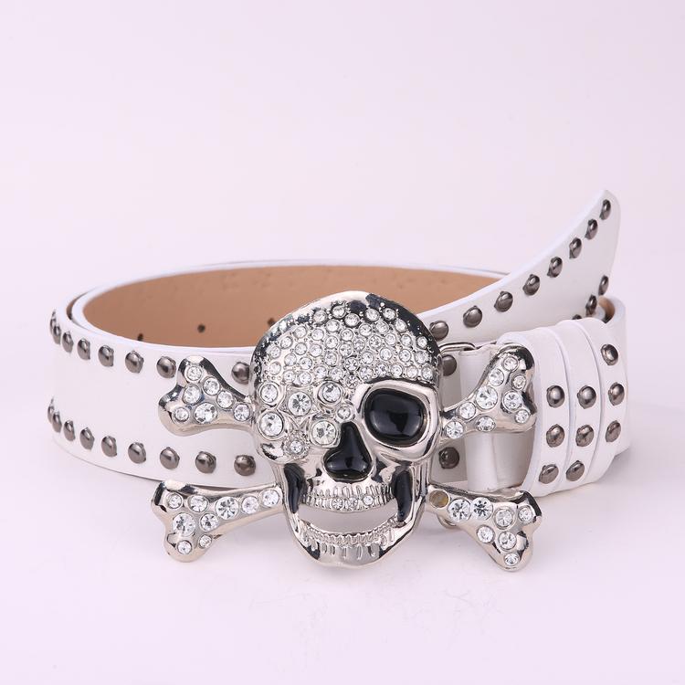 Original Dark Wind Punk Wind Snap Buckle Skull Button Head Belt Unisex Street Wind Rivet Belt Female