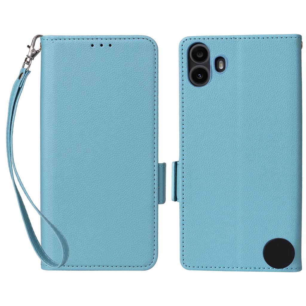 For Nothing CMF Phone 1 Case with Wrist Strap Litchi Texture PU Leather Wallet Phone Cover