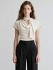 STAY WITH ME Cowl Neck Scarf Tee_Cream Beige