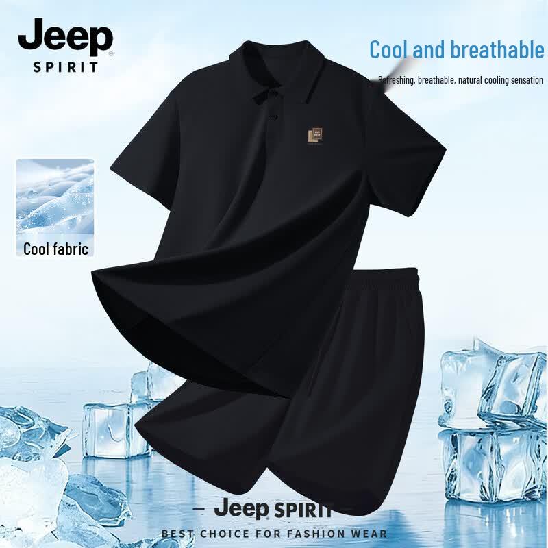 Мужской летний комплект из вафельного поло и шорт JEEP SPIRIT из ледяного шелка M