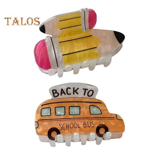 

2 шт. женские заколки-карандаши для волос в форме автобуса, противоскользящие зубцы, задняя головка для душа, заколки для волос, аксессуары для школы 2pcs